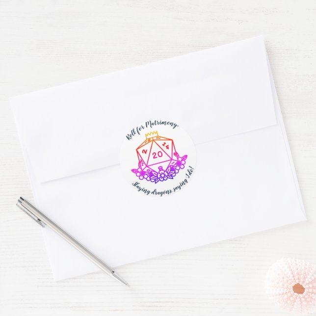 Sticker de la fête de mariage D&D : Rouleau pour m (Enveloppe)