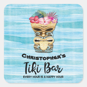 Sticker de la partie monogramme TIki Bar amusant