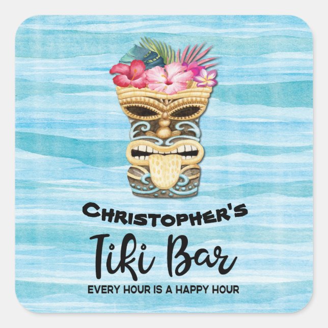 Sticker de la partie monogramme TIki Bar amusant (Devant)
