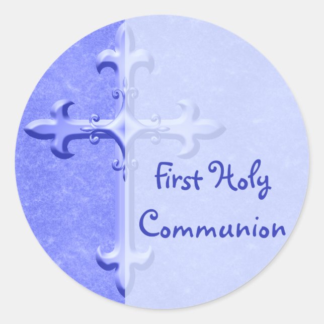 Sticker de la première sainte communion bleu (Devant)