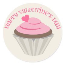 Sticker de la Saint Valentin Cupcake Rose