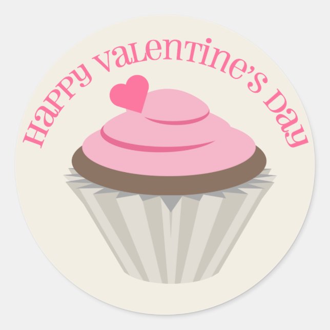 Sticker de la Saint Valentin Cupcake Rose (Devant)