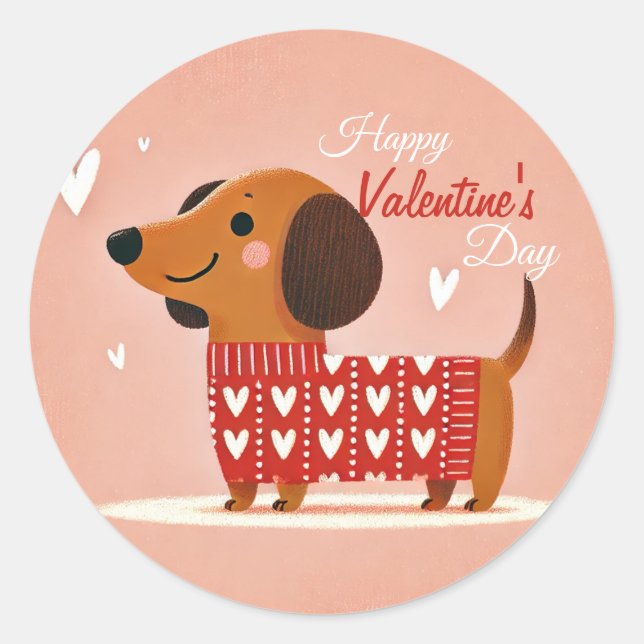 Sticker de la Saint Valentin Dachshund (Devant)