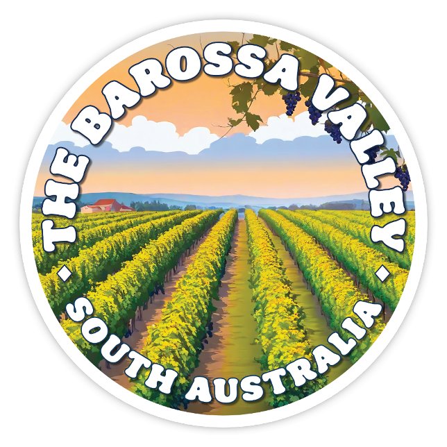 Sticker de la vallée de Barossa, Australie du Sud (The Barossa Valley, South Australia Circular Design Sticker)
