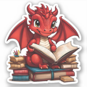 Sticker de lecture de dragon rouge