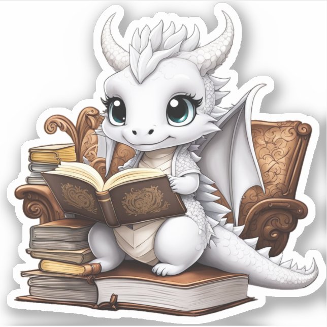 Sticker de lecture Dragon blanc (Devant)