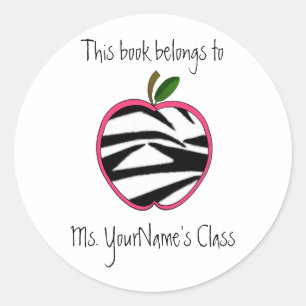 Sticker de l'enseignant - Zebra Print Apple - Pink