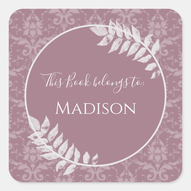 Sticker de livre Mauve Elegant Damask (Devant)
