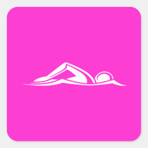 Sticker de logo de natation rose