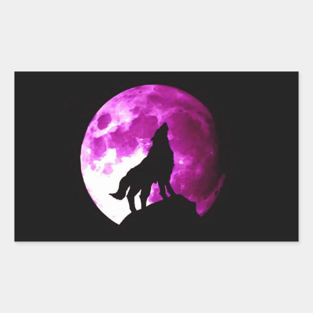 Sticker de loup hurlant à la lune (Devant)