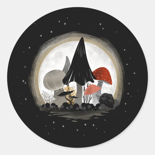 Sticker de lune de récolte de champignons - rond a (Devant)