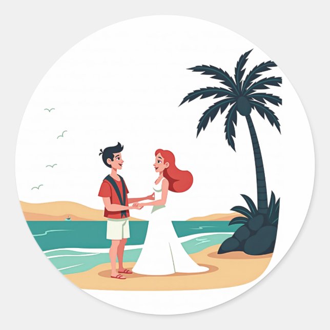 Sticker de mariage de plage (Devant)