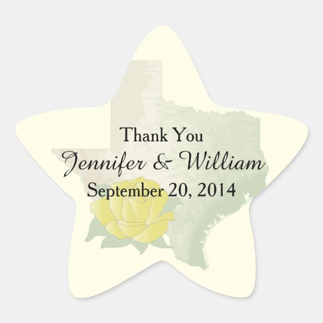 Sticker de mariage de rose jaune du Texas (Devant)