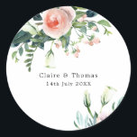 Sticker de mariage floral rose et blanc<br><div class="desc">Sticker de mariage floral rose et blanc.</div>
