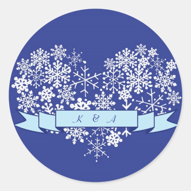 Sticker de mariage hivernal avec bannière (Devant)