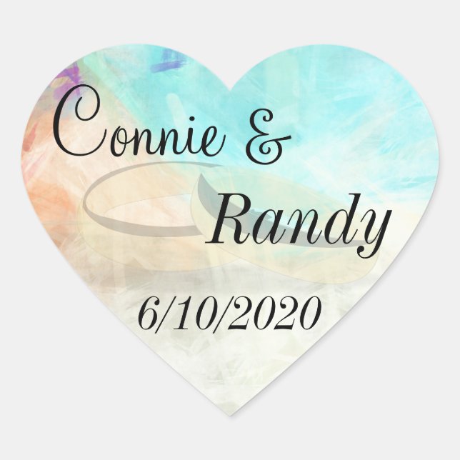Sticker de mariage Monogram Beach avec anneaux Mar (Devant)