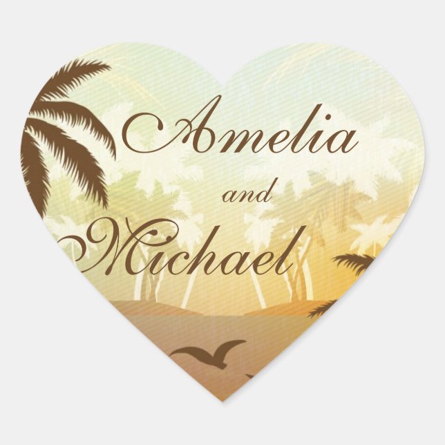 Sticker de mariage Pittoresque de plage Orange tro (Devant)