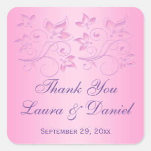 Sticker de mariage préféré rose et violet 1,5"