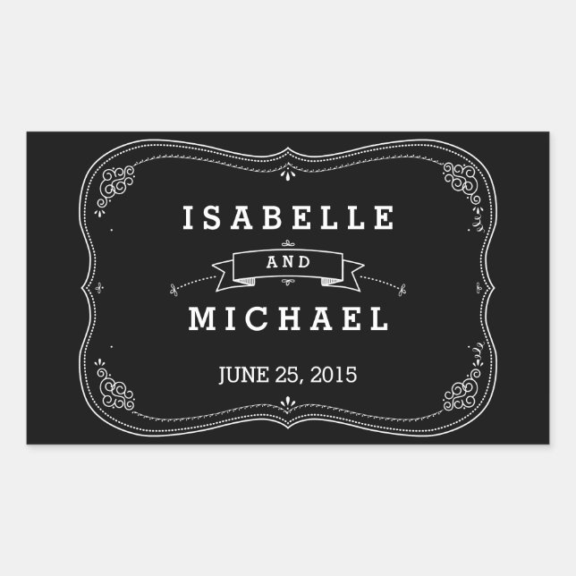 Sticker de mariage vintage Chalkboard fantaisie (Devant)