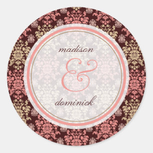 Sticker de mariage vintage Damask Pink Lace
