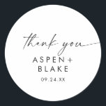 Sticker de Merci de mariage moderne Script Favoris<br><div class="desc">Ces autocollants de service de mariage modernes vous remercient sont parfaits pour une réception de mariage minimaliste. Le design simple en noir et blanc présente une typographie industrielle unique avec style boho moderne. Personnalisable dans n'importe quelle couleur. Gardez le design minimal et élégant, en l'état, ou personnalisez-le en ajoutant vos...</div>