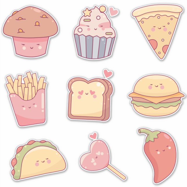 Sticker De mignons snacks aux visages (Devant)