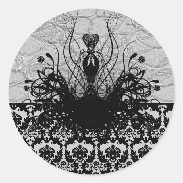 Sticker de mode Diva - noir et gris (Devant)