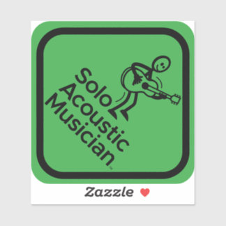Sticker de musicien acoustique solo 4"x4" Vert