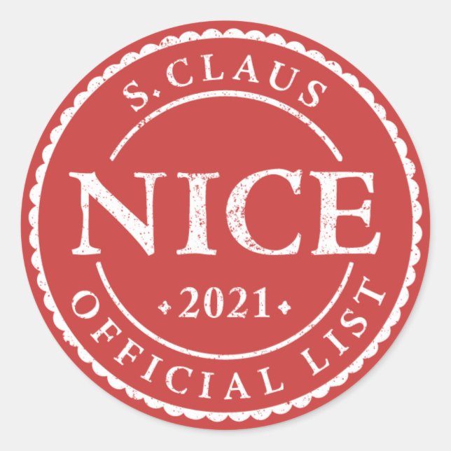 Sticker de Noël 2021 Père Noël Liste Nice (Devant)