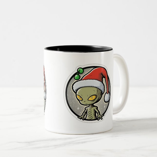 Sticker de Noël Alien Mug à deux tons, 11 oz (Devant droit)