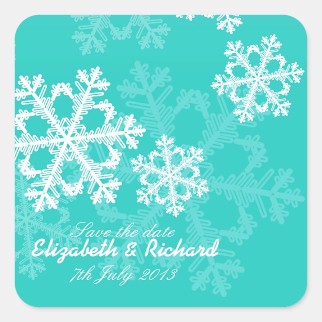 Sticker de Noël aux flocons de neige turquoise (Devant)