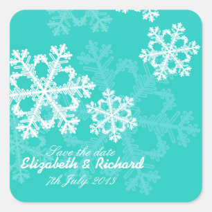 Sticker de Noël aux flocons de neige turquoise