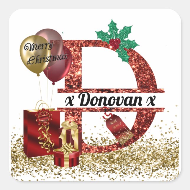 Sticker de Noël customisé, étiquette cadeau, Monog (Devant)