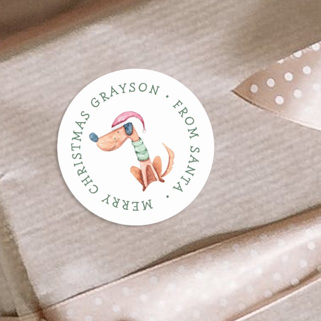 Sticker de Noël de chien festif personnalisé (Créateur téléchargé)