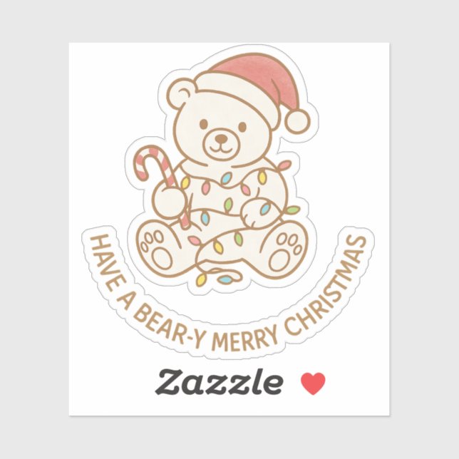 Sticker de Noël de l'ours (Feuille)