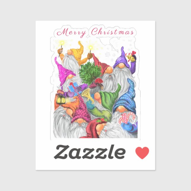 Sticker de Noël Dessin de fête des Gnomes (Feuille)