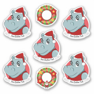 Sticker de Noël Hippo Santa Claus