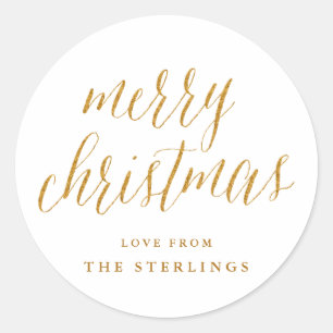 Sticker de Noël Joyeux Or Personnalisé