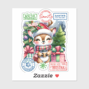 Sticker de Noël joyeux représentant un cerf de Fêt