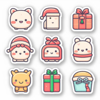 Sticker de Noël Kawaii 9 pack