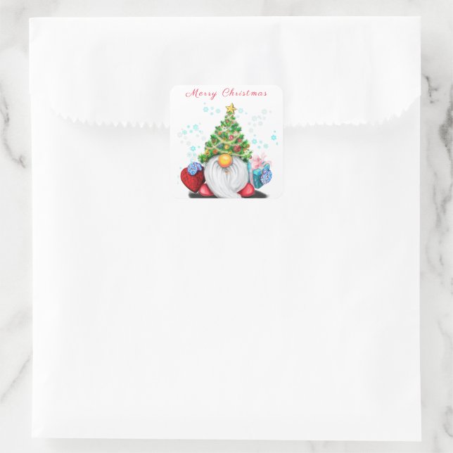 Sticker de Noël mignonne Gnome avec cadeaux (Sac)
