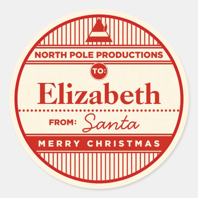 Sticker de Noël personnalisé North Pole Production (Devant)