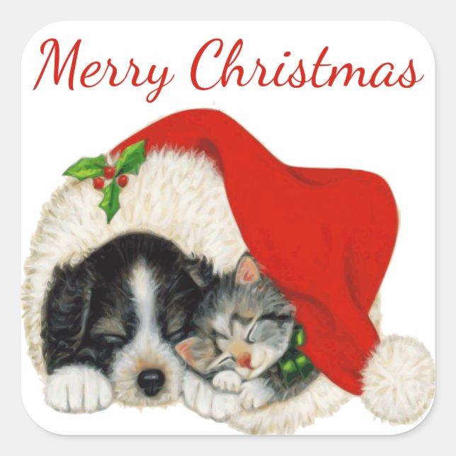 Sticker de Noël pour marionnette et chaton (Devant)