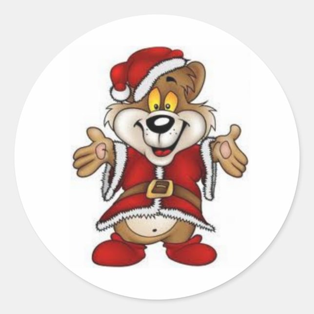Sticker de Noël rond classique/Ours de Noël (Devant)