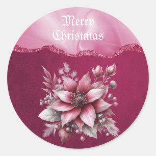 Sticker de Noël rose floral