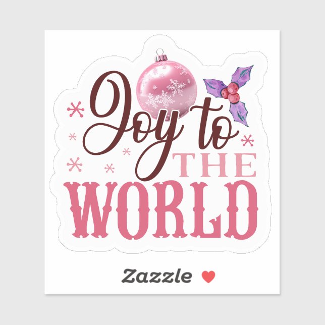 Sticker de Noël rose joyeux ! (Feuille)