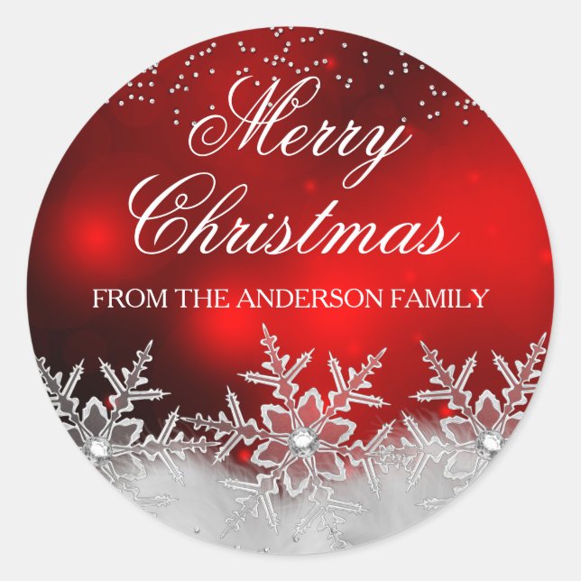 Sticker de Noël rouge Crystal Snowflake (Devant)