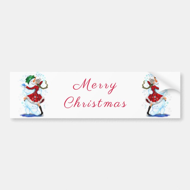 Sticker de Noël Snowman and Girl Dance (Devant)