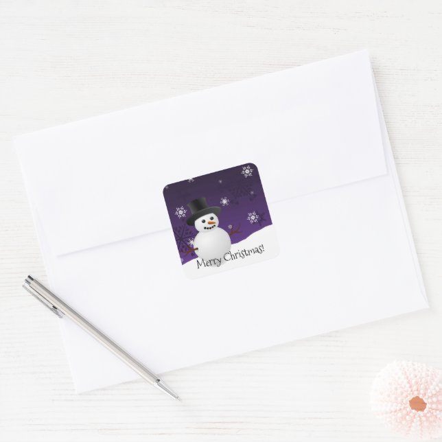 Sticker de Noël Snowman violet hiver (Enveloppe)