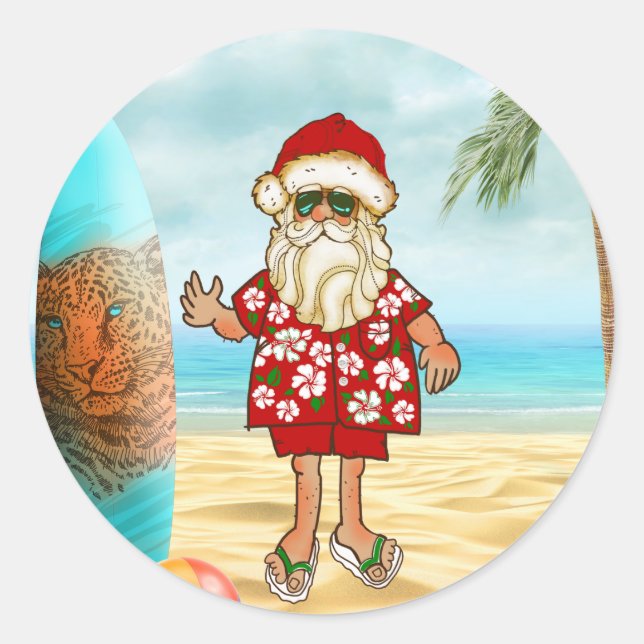 Sticker de Noël Tropical Père Noël (Devant)